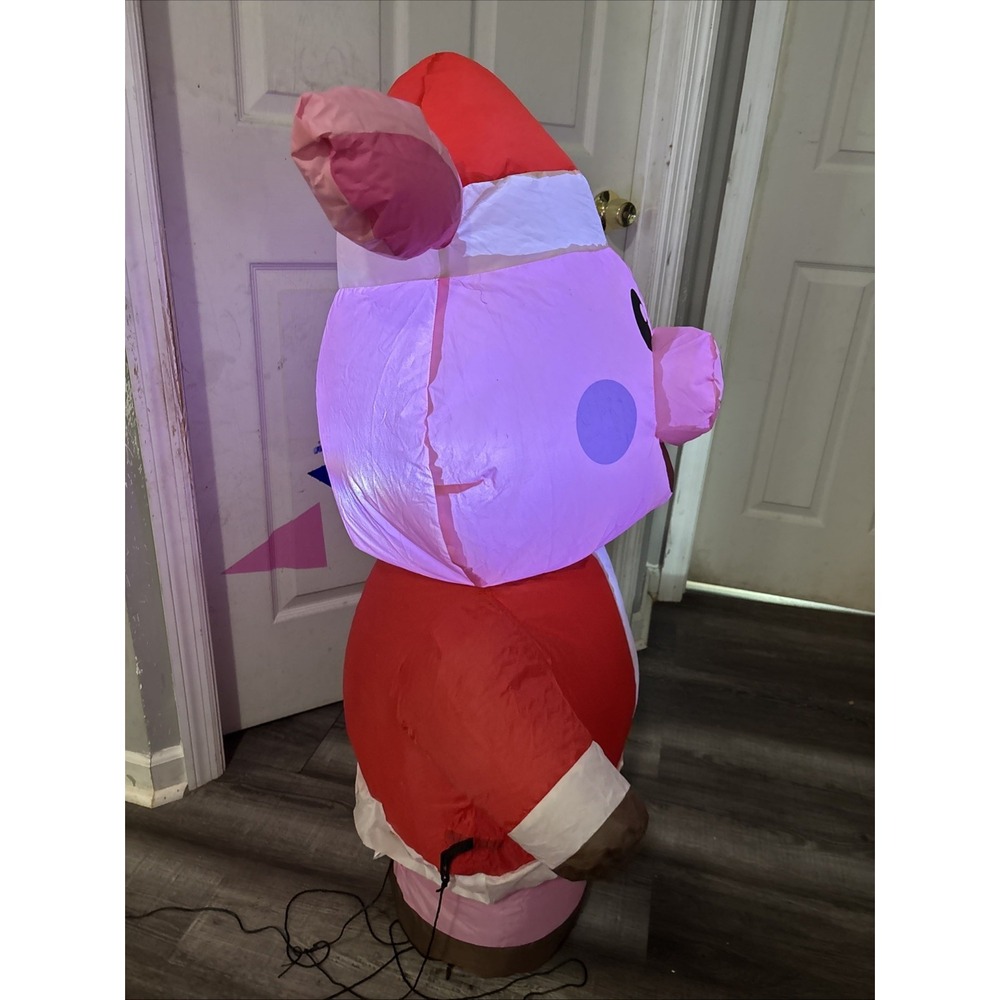 Holiday Living 3.5 Ft Inflatable Pig Santa Suit LED Lights Indoor Outdoor - Picture 2 of 4
